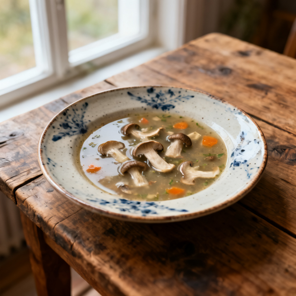 Svampsoppa med potatis- och ostkräm