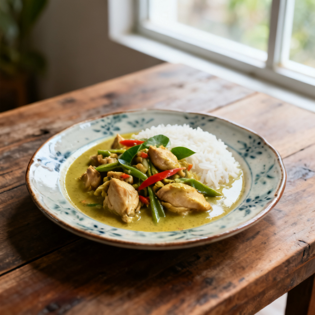 Thailändsk grön kycklingcurry