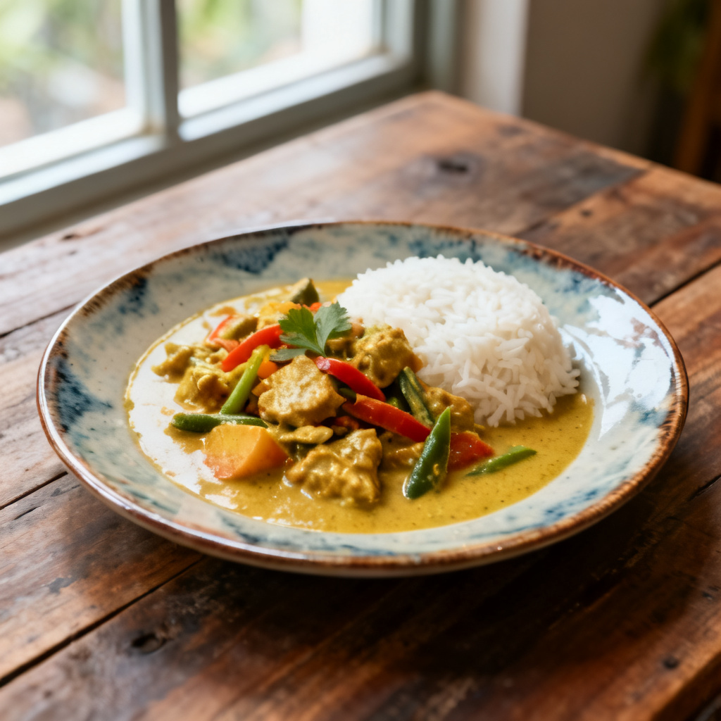 Thailändsk griskött och jordnötsgryta
