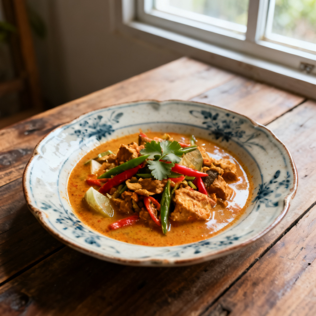 Kycklingfilé med kokosmjölk och röd curry