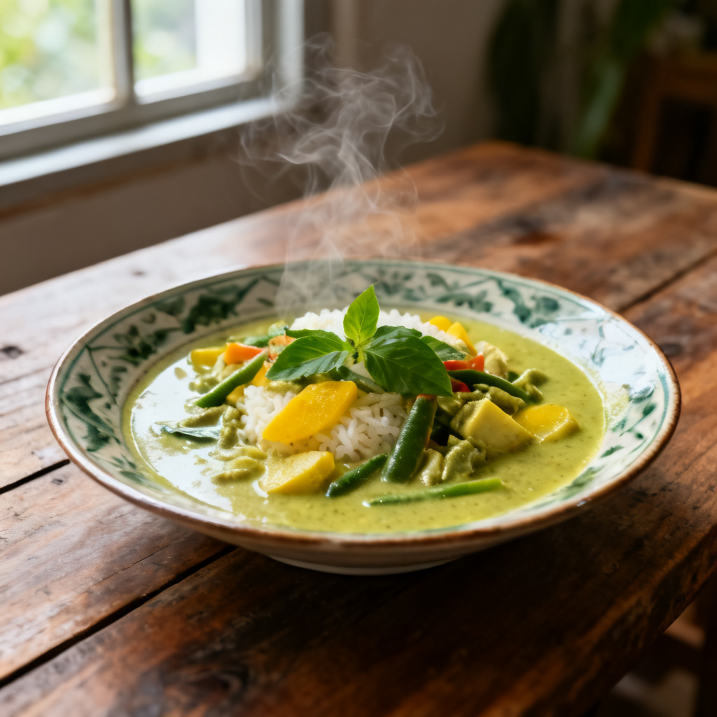 Grön thai curry med kokosmjölk och kyckling