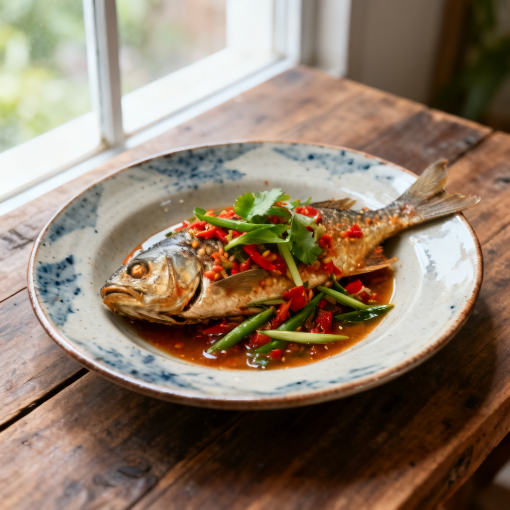Thailändsk ångad fisk