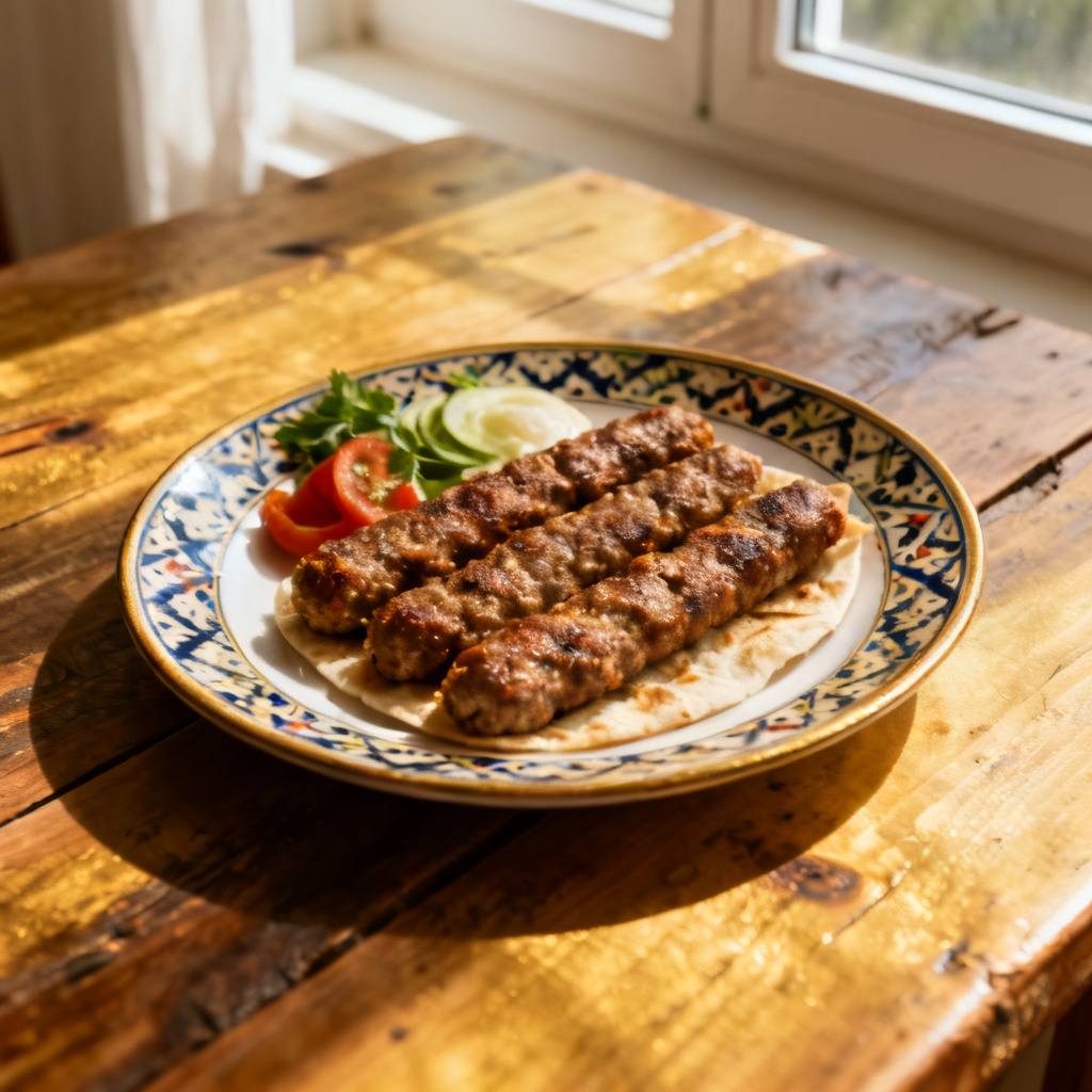 Färsspett med tzatziki och ingefärsrostade rotfrukter